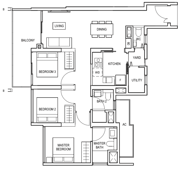 midwood 3 bedroom floorplan