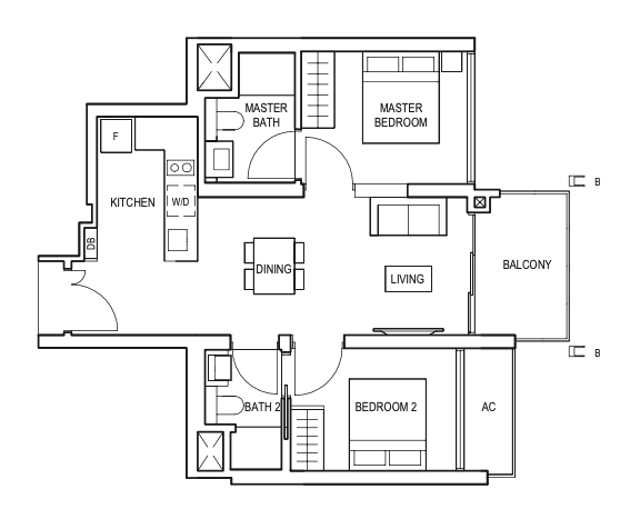 midwood 2 bedroom floorplan
