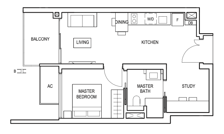 midwood 1 bedroom floorplan