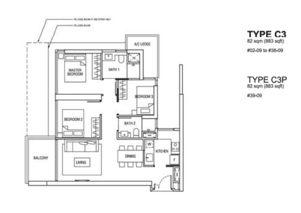 alex residences 3 bedroom floorplan