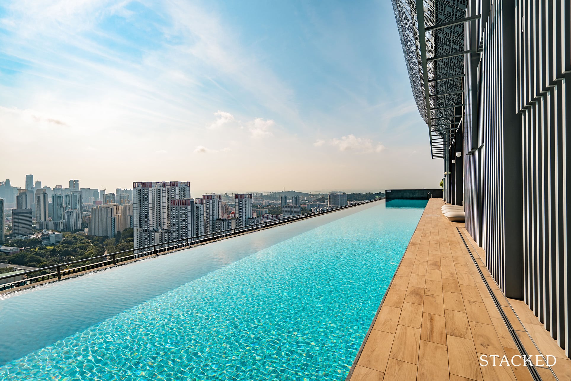 Residents can swim across 100-ft-high Sky Pool to neighboring high