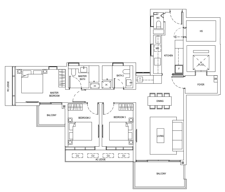 one bernam 3 bedroom floor plan