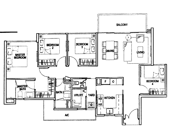 blossom residences 4 bedroom floorplan