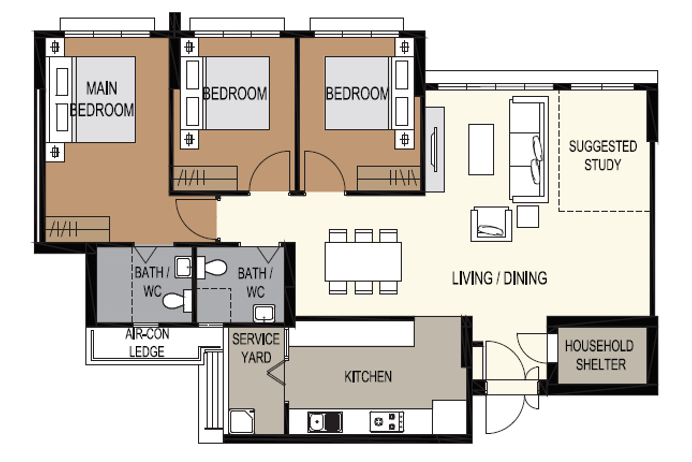 typical 5-room bto layout