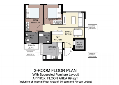 3-room bto floorplan