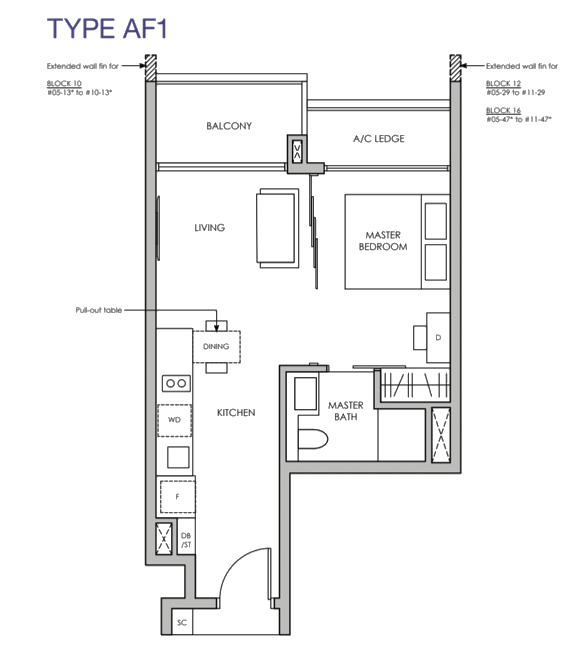 pasir ris 8 1 bedroom floorplan