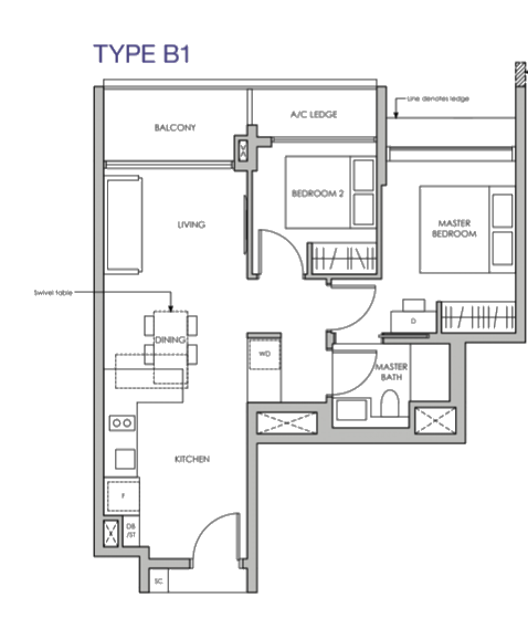 pasir ris 8 2 bedroom floorplan