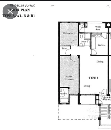 Rosalia Park Type B floor plan, 1,119 sq ft