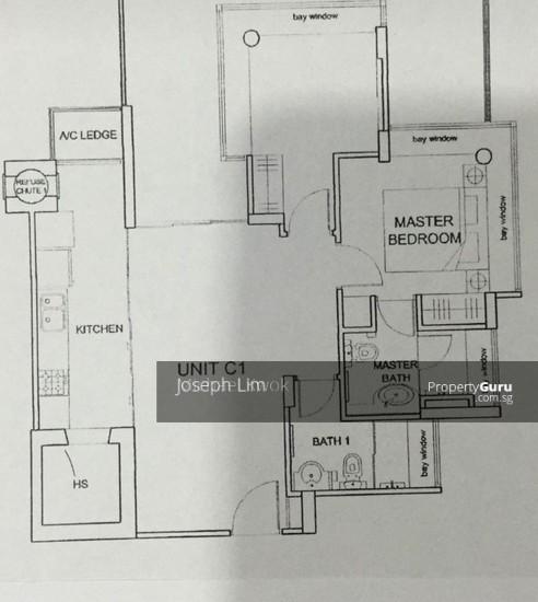 Bayou Residence Unit C1 floor plan, 786 sq ft