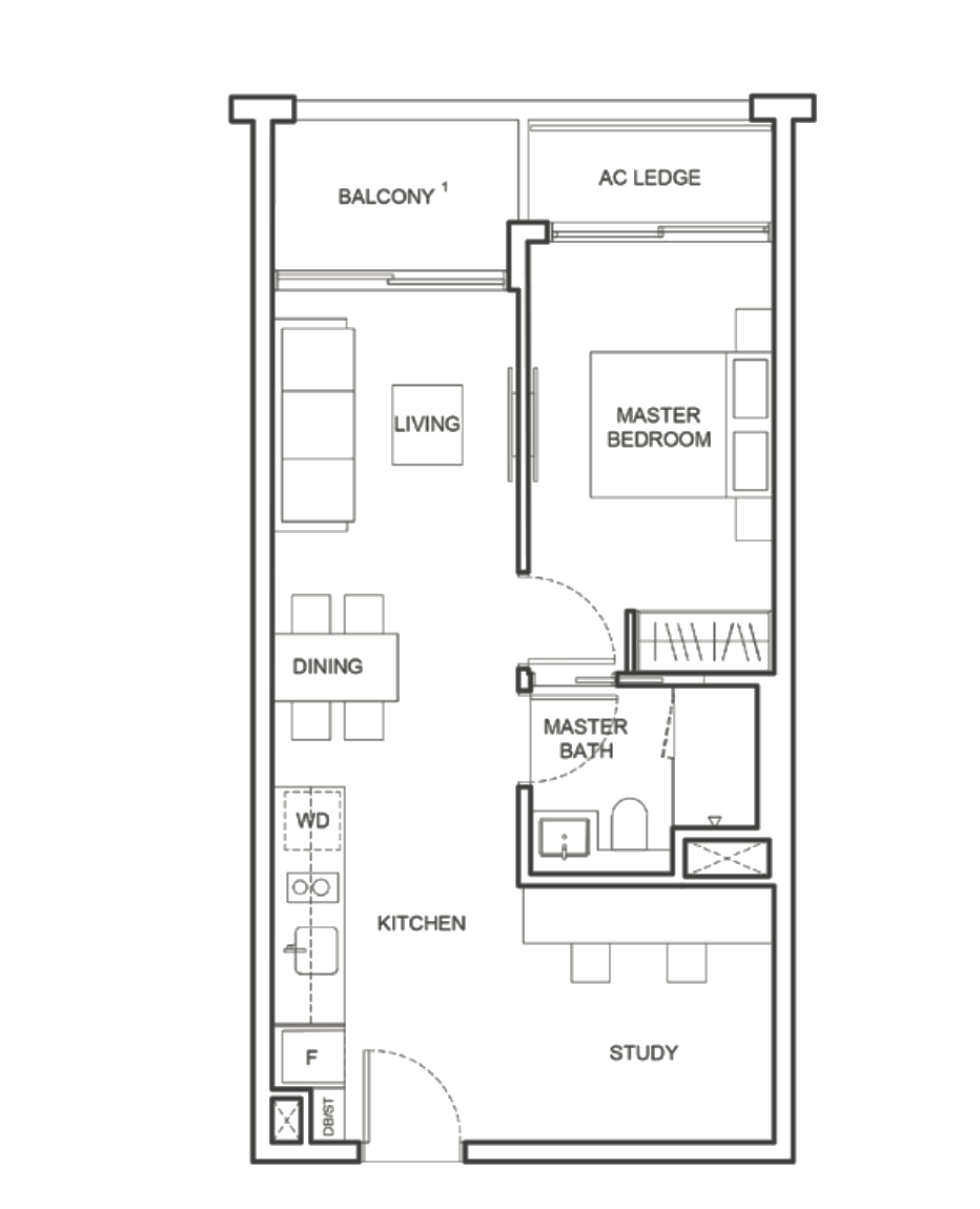1953 condo 1 bedroom floor plan