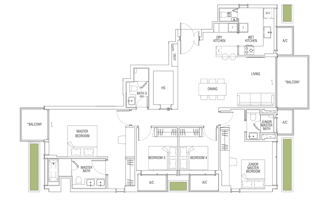 jervois mansion 4 bedroom floorplan