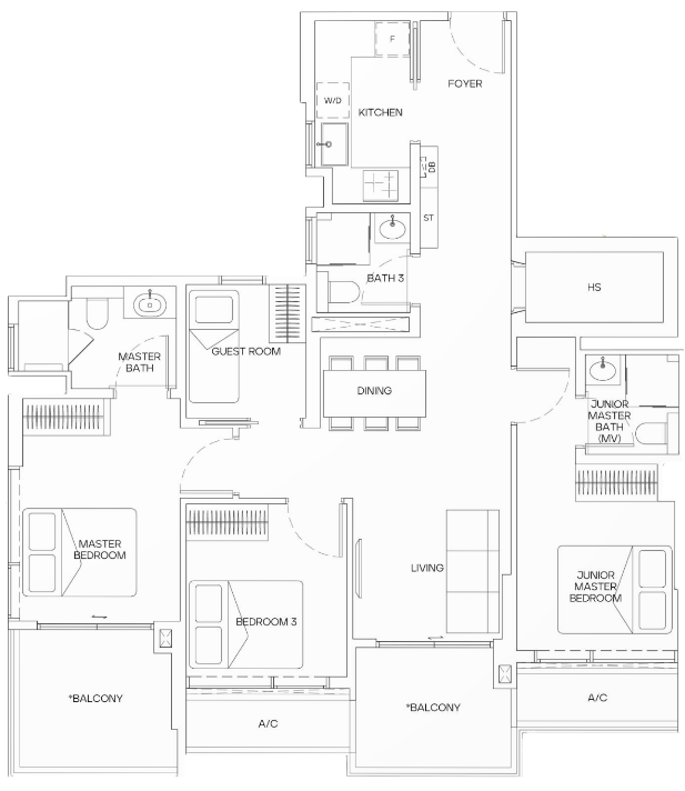 mori 3 bedroom floorplan