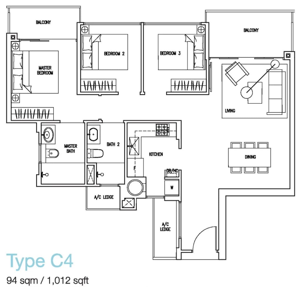 The Nautical 3 Bedroom 1012 sqft 1