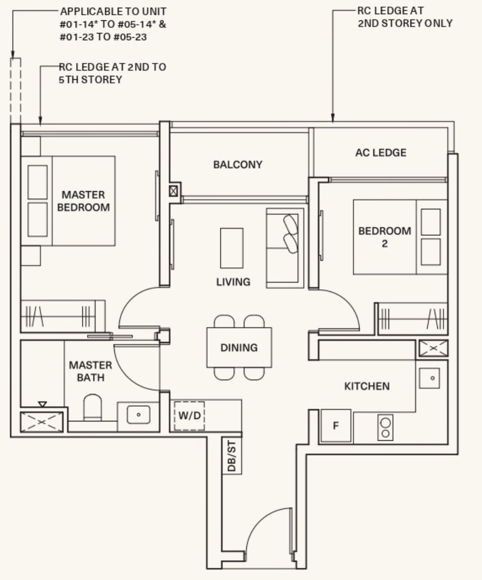 The Watergardens At Canberra 2 bedroom 624 sqft