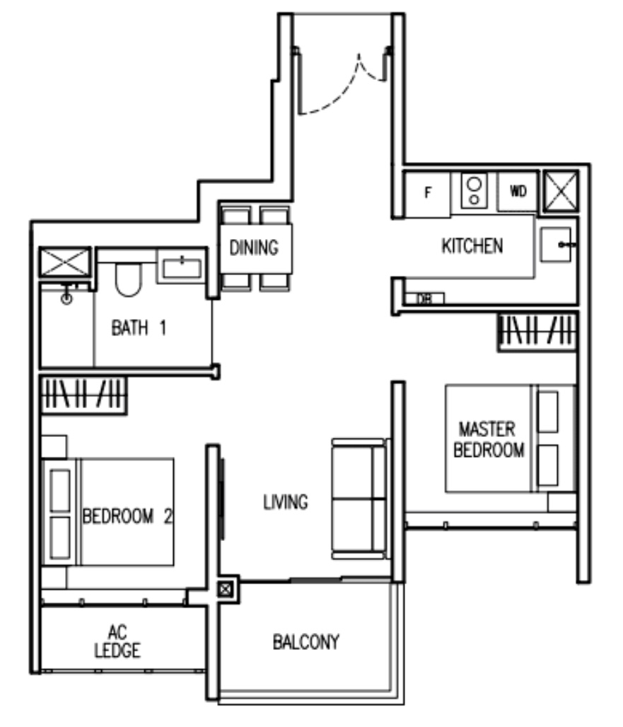 The Commodore 2 Bedroom Unit