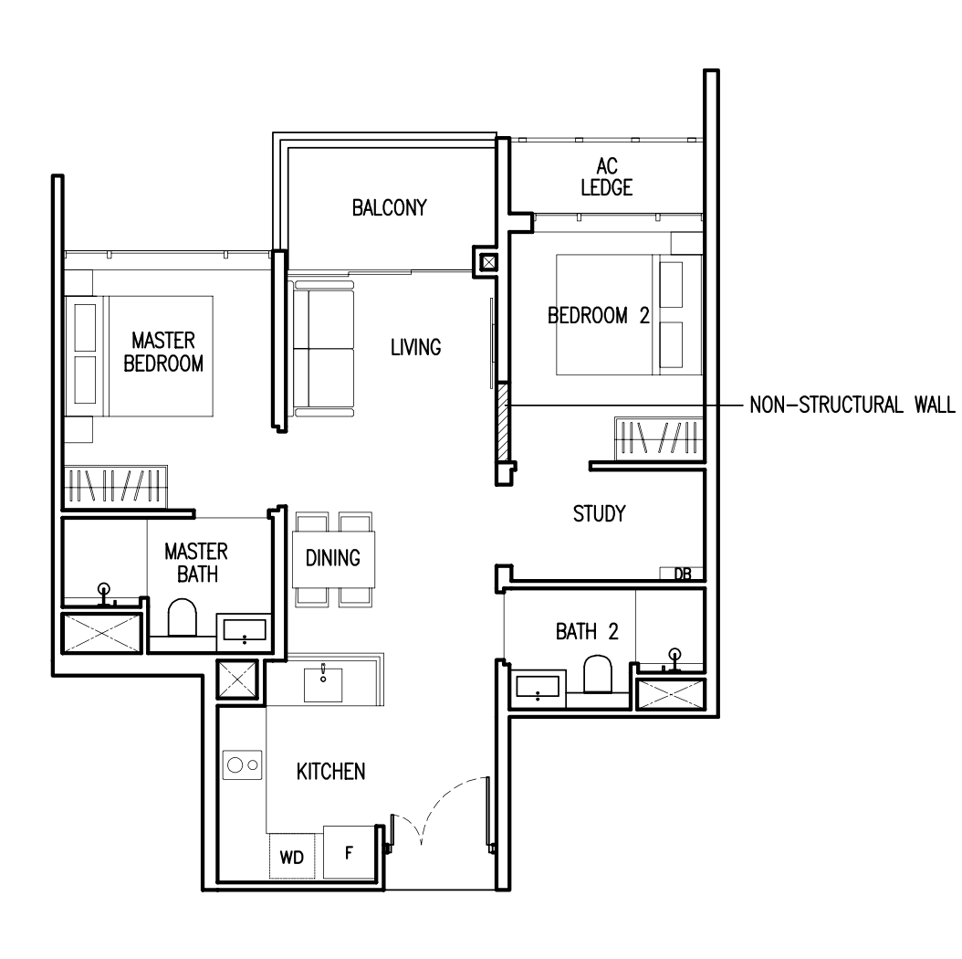 the commodore 2 bedroom floorplan