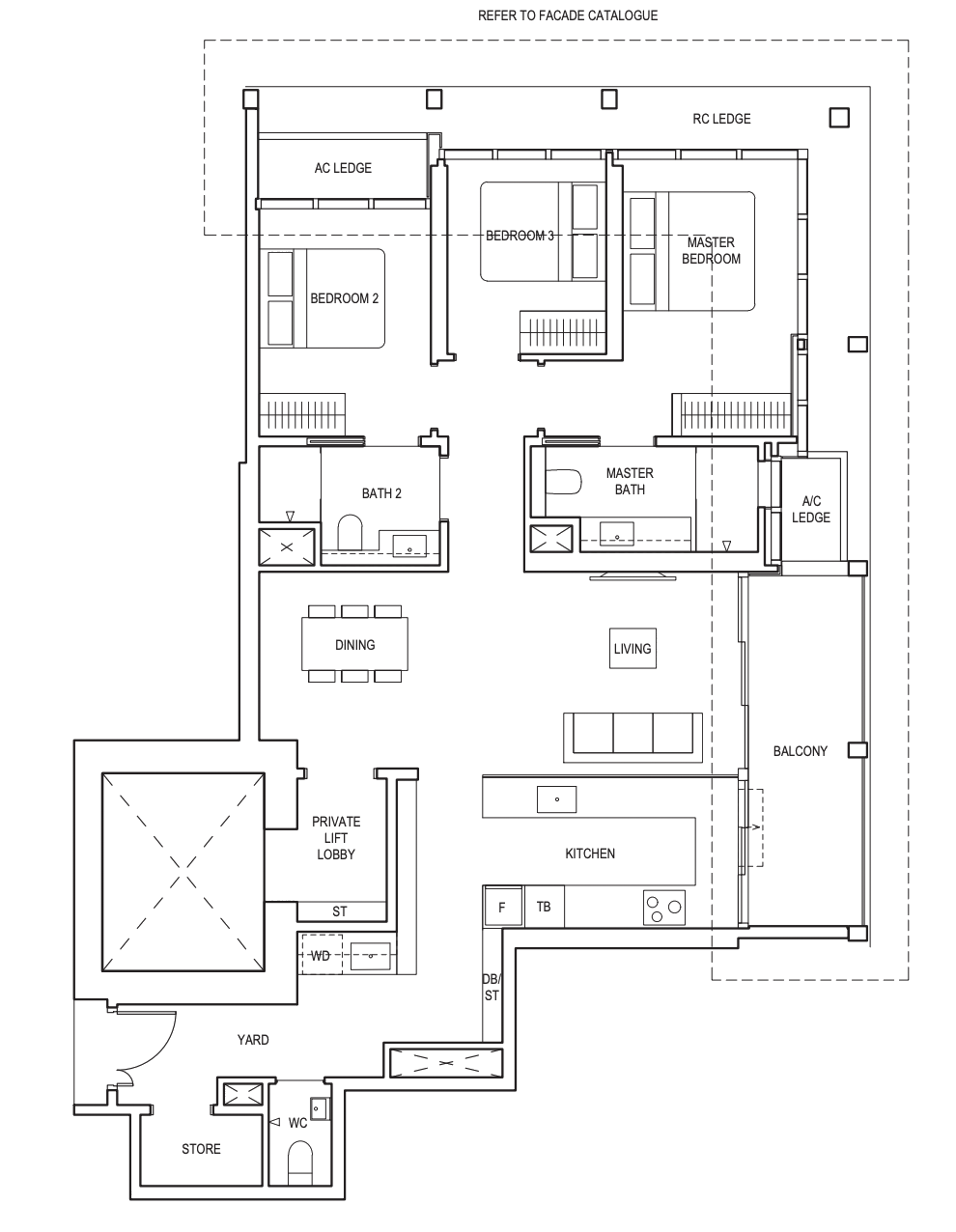 canninghill piers 3 bedroom floorplan
