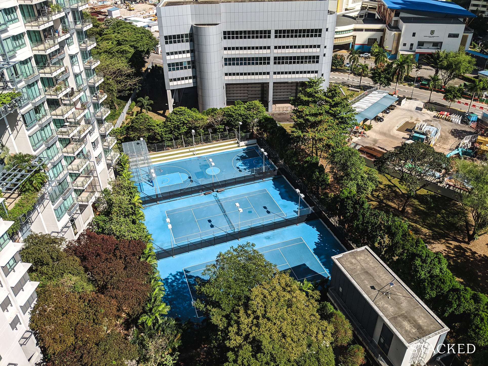 Rivergate Condo view of the courts