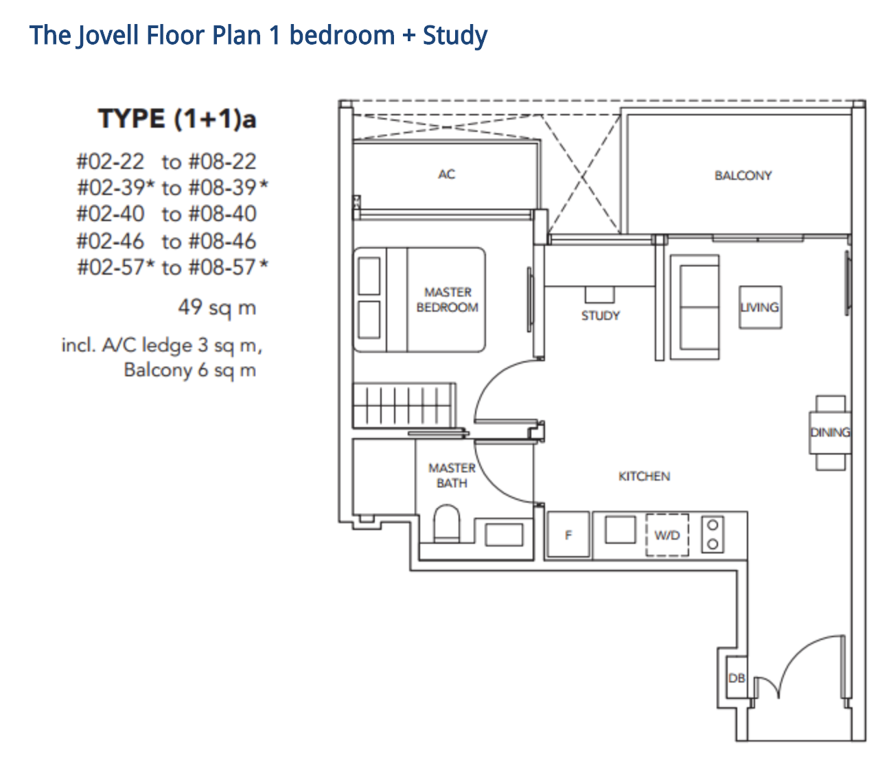 The Jovell Floor Plan 1 bedroom study