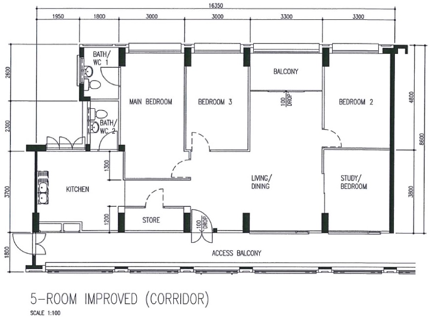 5 room improved corridor
