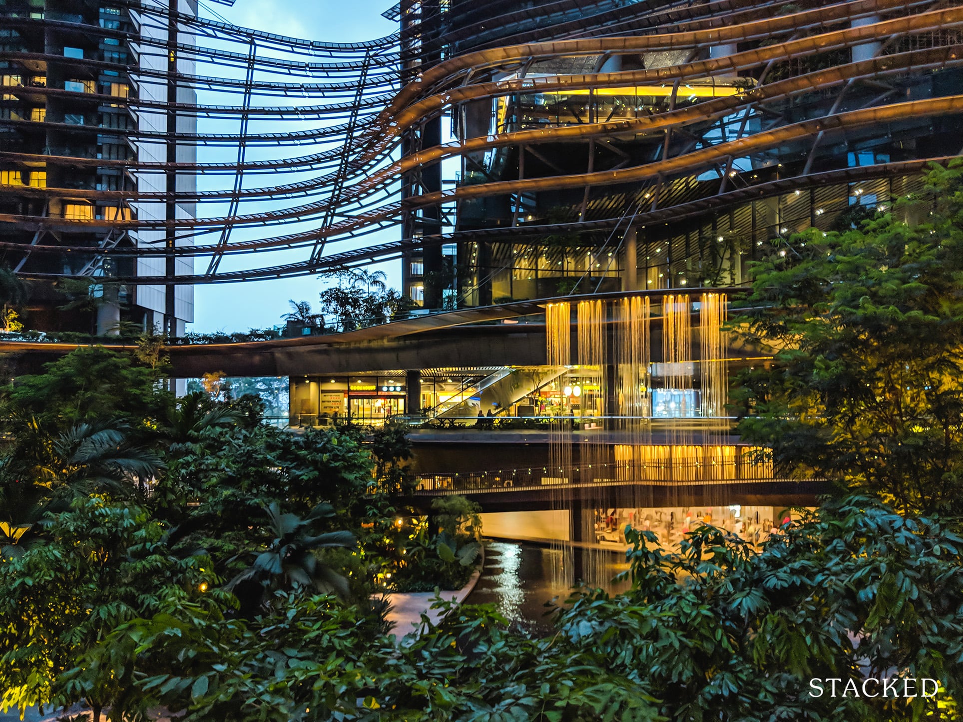 Marina One Residences waterfall night view