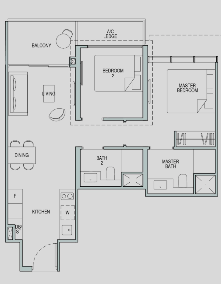 Kopar @ Newton bedroom floor plan