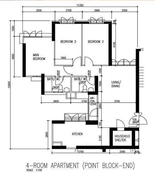 Central Horizon 4 room flat layout