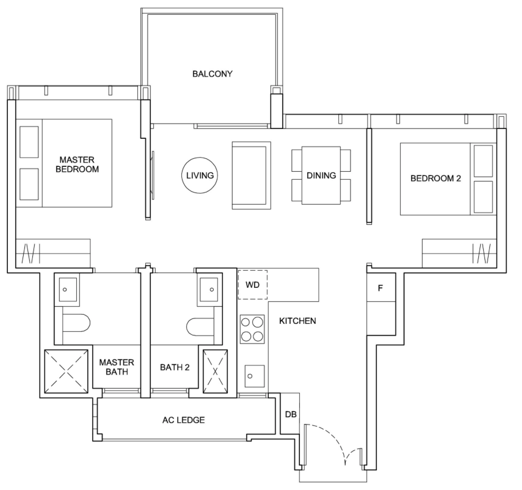 Hyll On Holland 2 bedroom layout