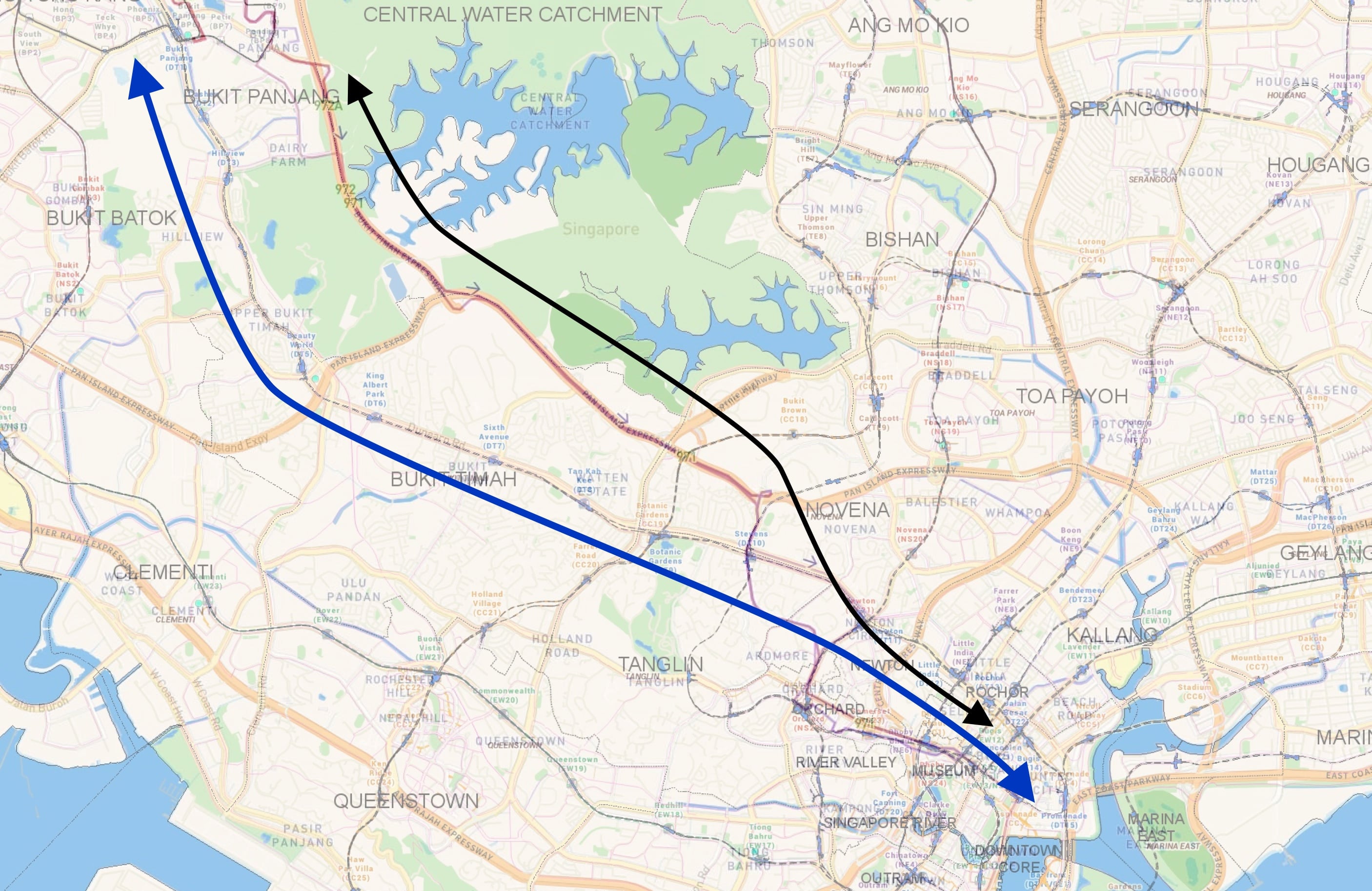 MRT vs Bus Route Fajar