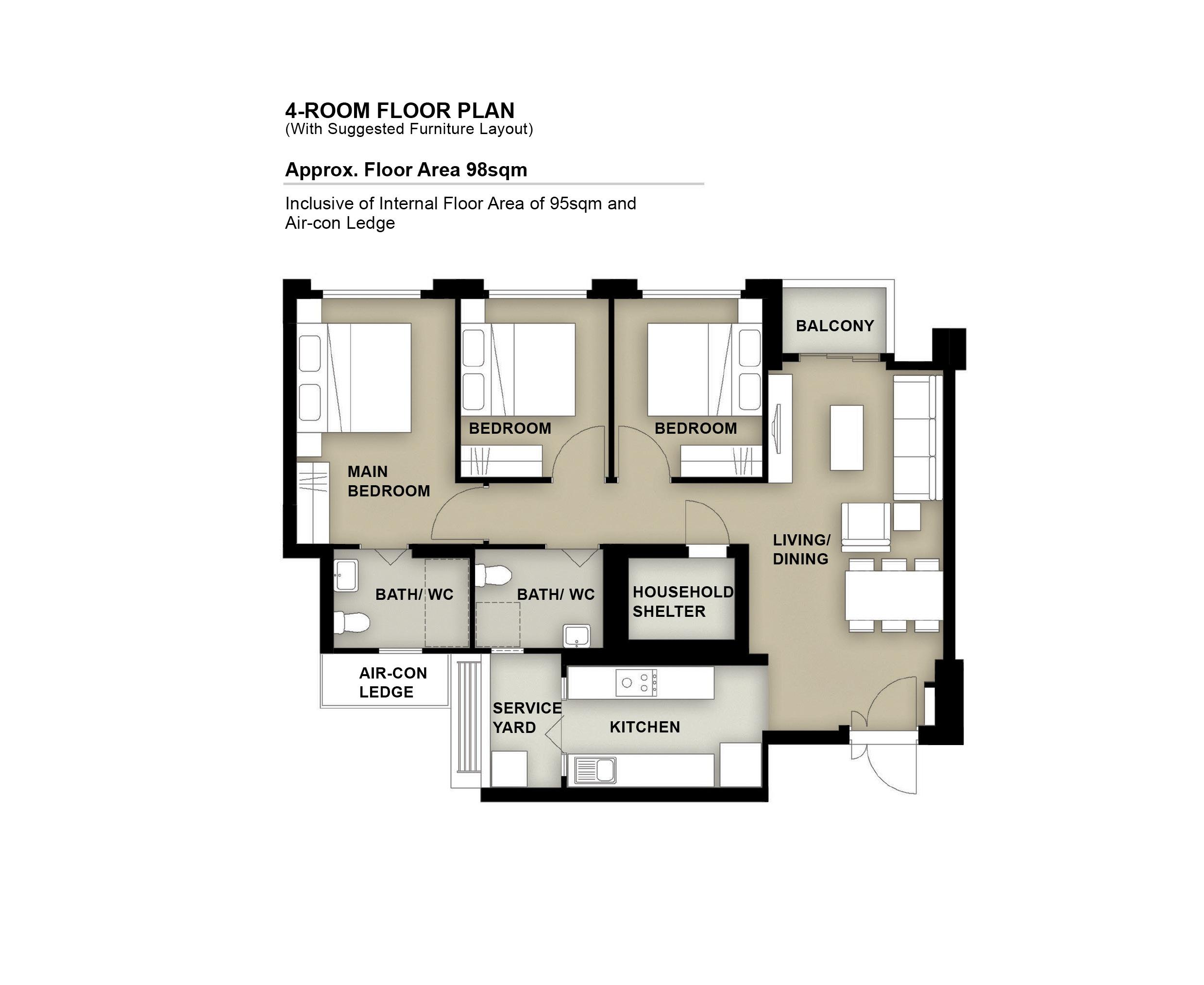 Grove Spring @ Yishun 4 Room Floor Plan