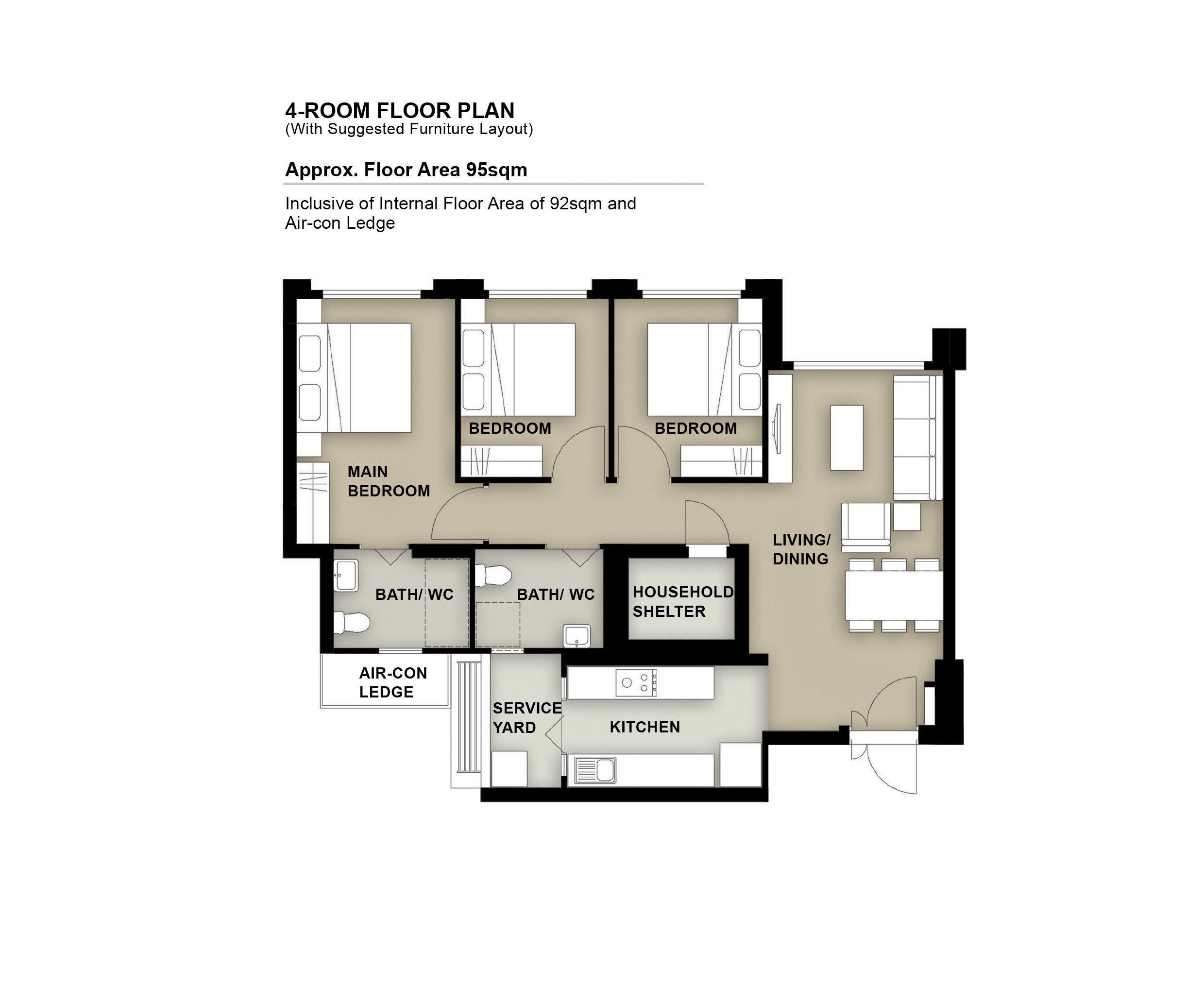 Grove Spring @ Yishun 4 Room Floor Plan