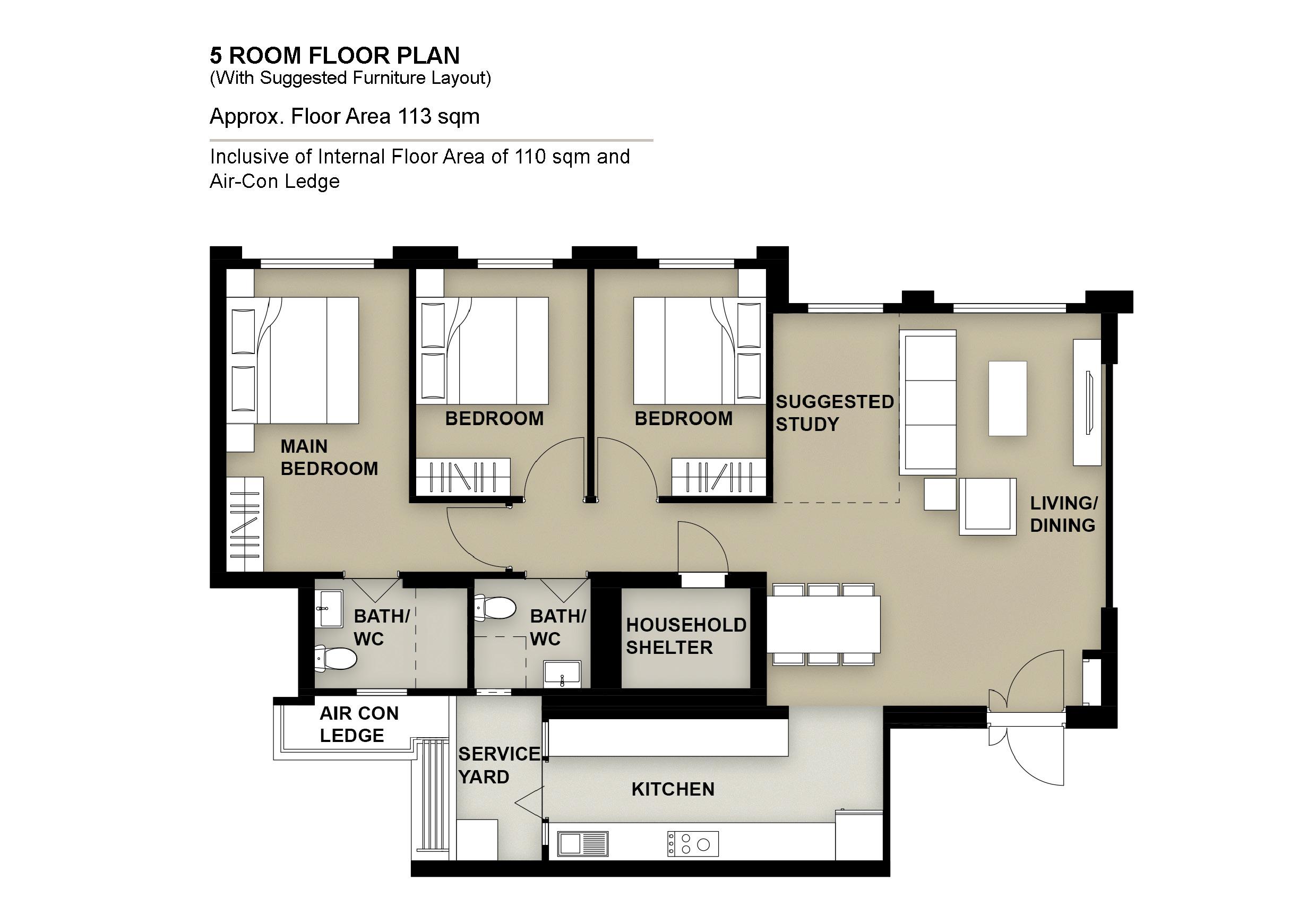Plantation Creek @ Tengah 5 Room Floor Plan