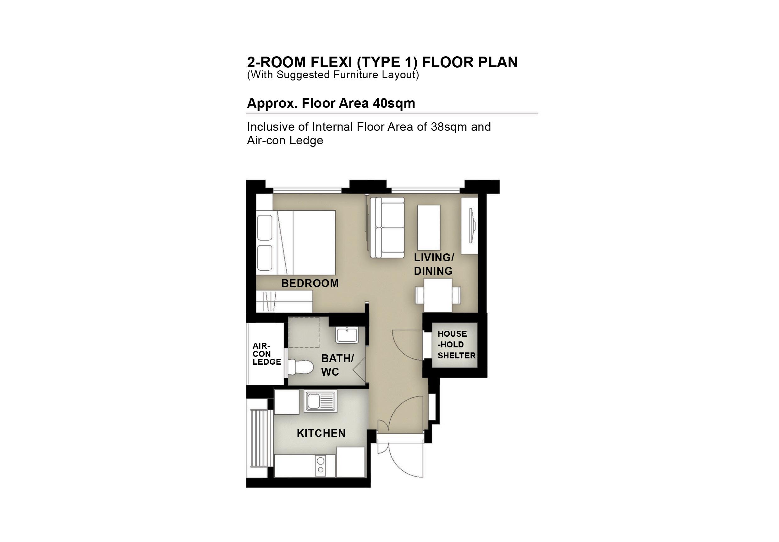 Grove Spring @ Yishun 2 Room Floor Plan