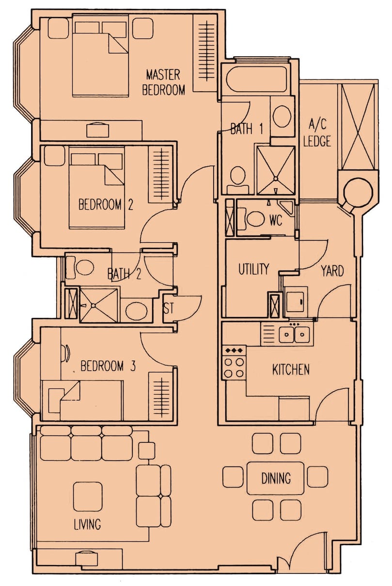 evergreen park floor plan 1087 sqft