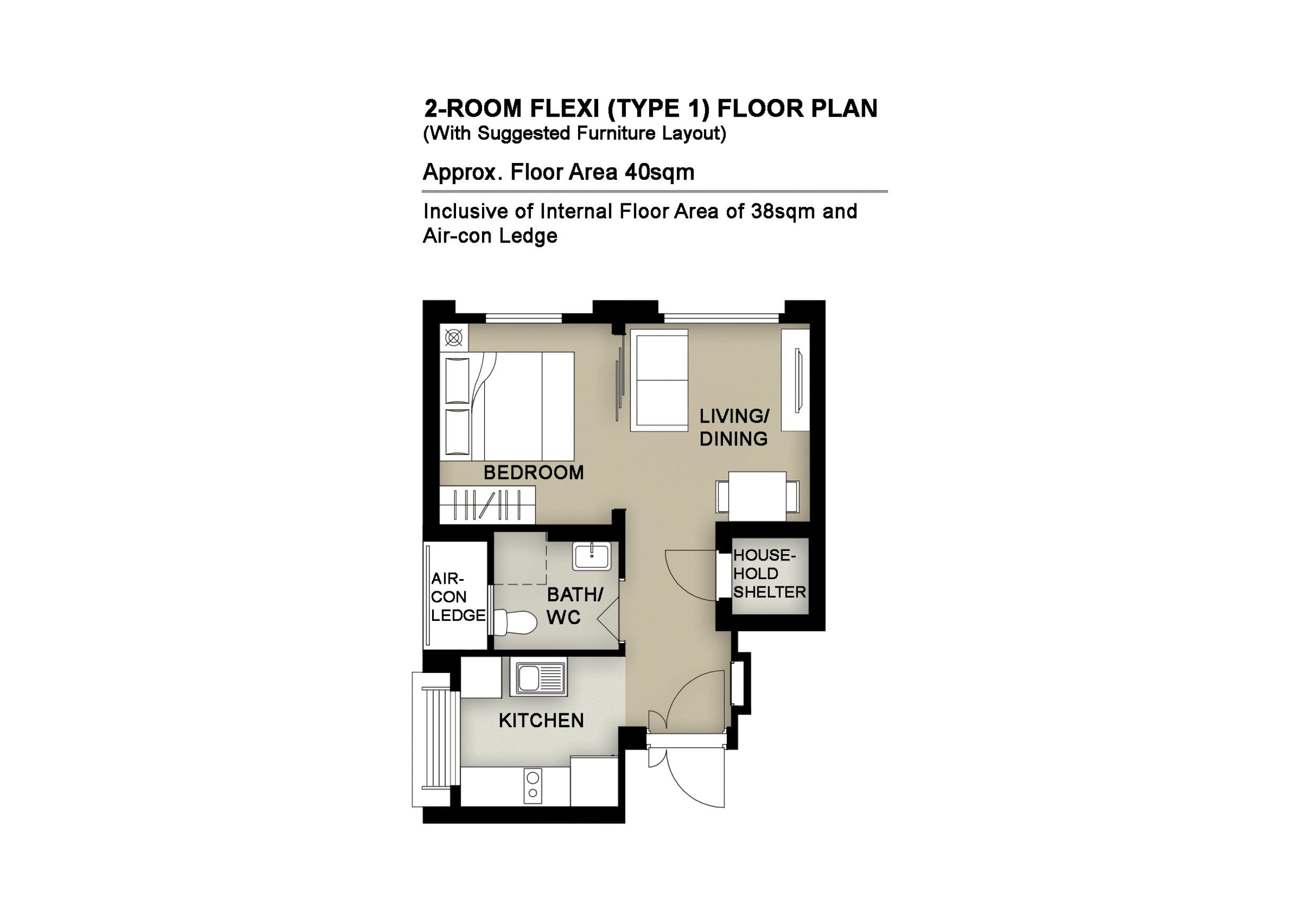 Parc Flora @ Tengah 2 Room Type 1 Floor Plan