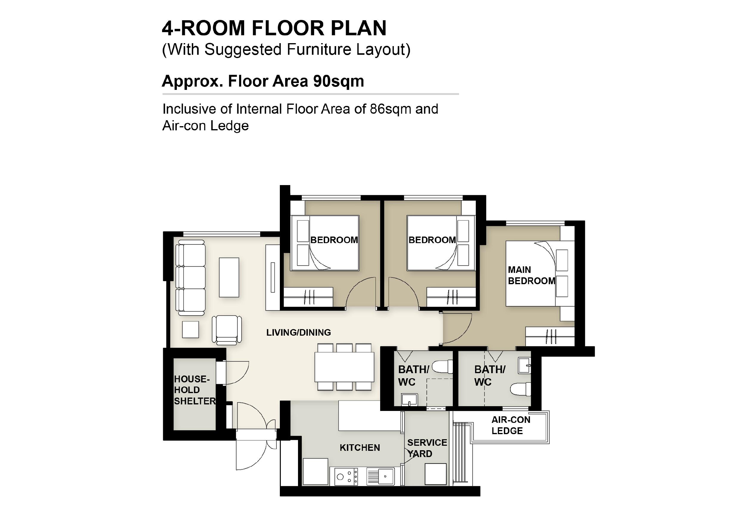 King George's Heights 4 Room Floor Plan