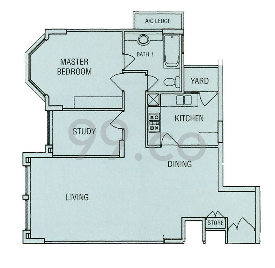 Emerald Green 1 bedroom plus study unit