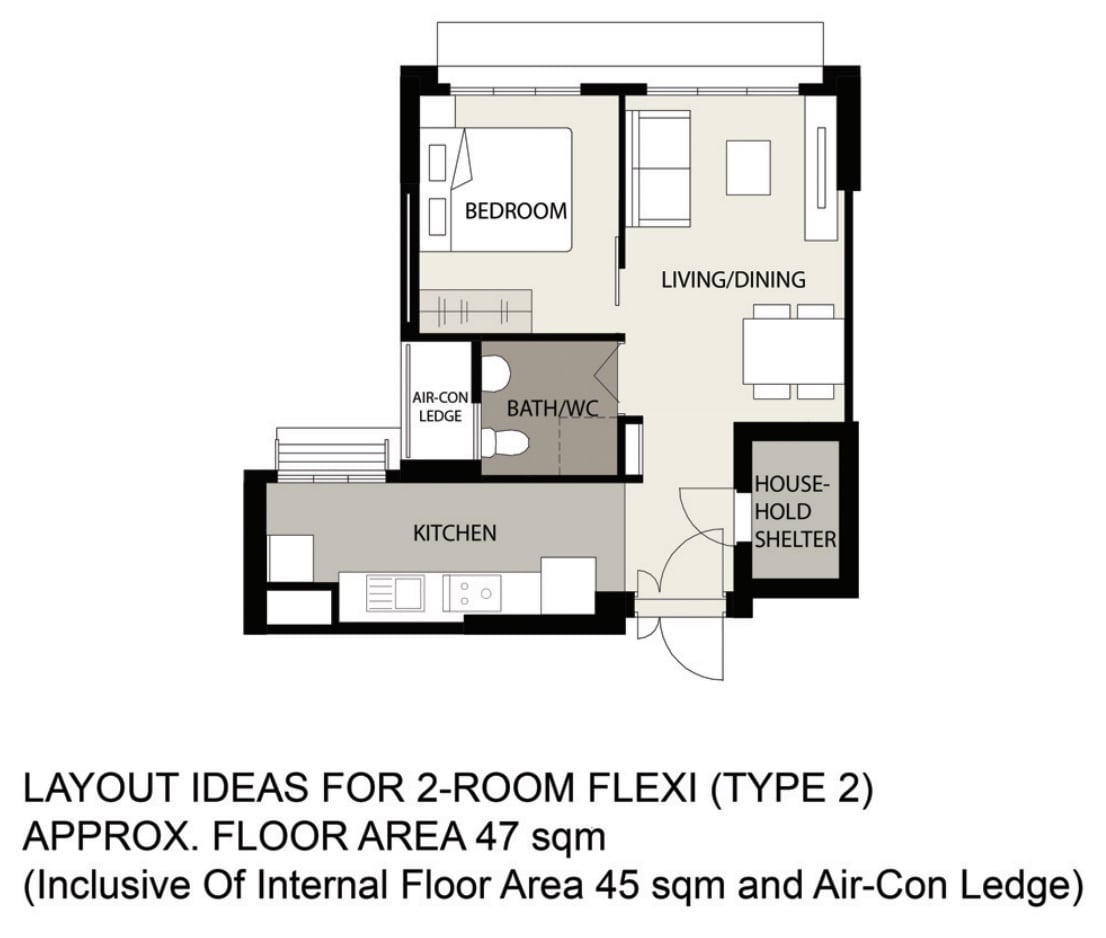 waterfront ii punggol northshore 2 room flat type 2