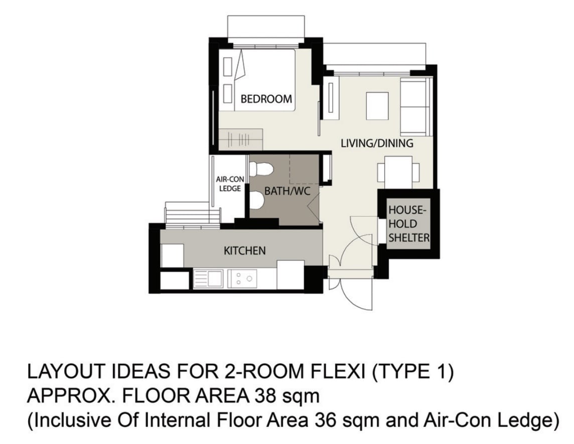 waterfront ii punggol northshore 2 room flat type 1