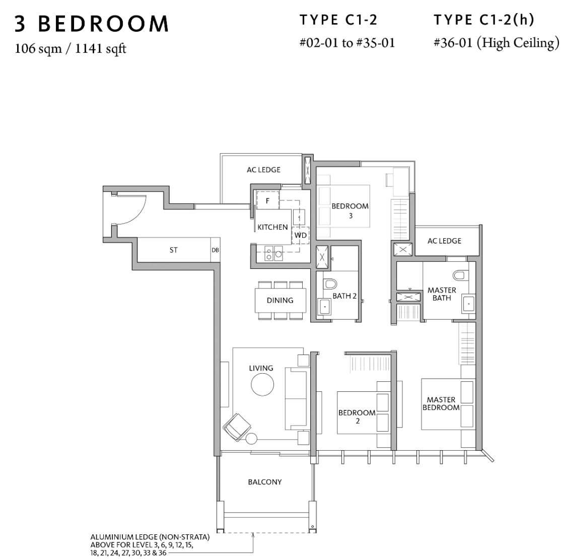 Riviere 3 bedroom layout
