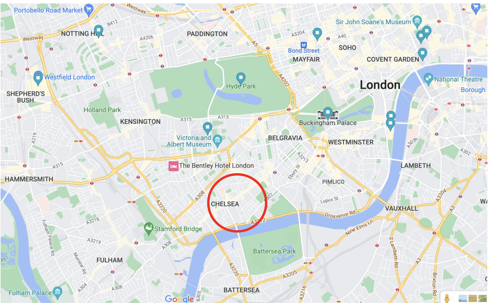 Chelsea West London map