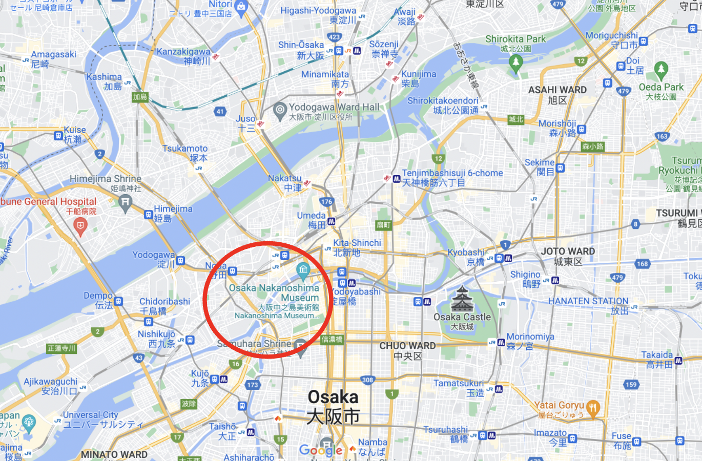 Nakanoshima Osaka map