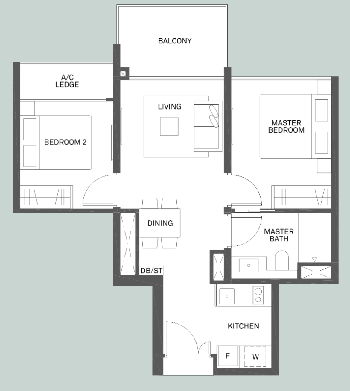 clement canopy 2 bedroom layout