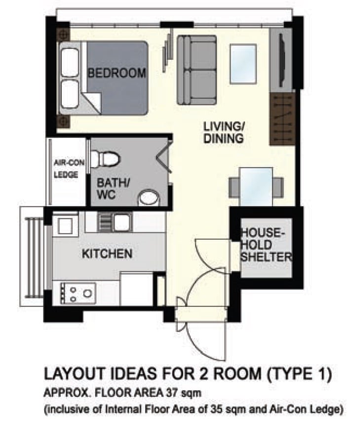 Woodlands Glen 2 Room Flat Type 1