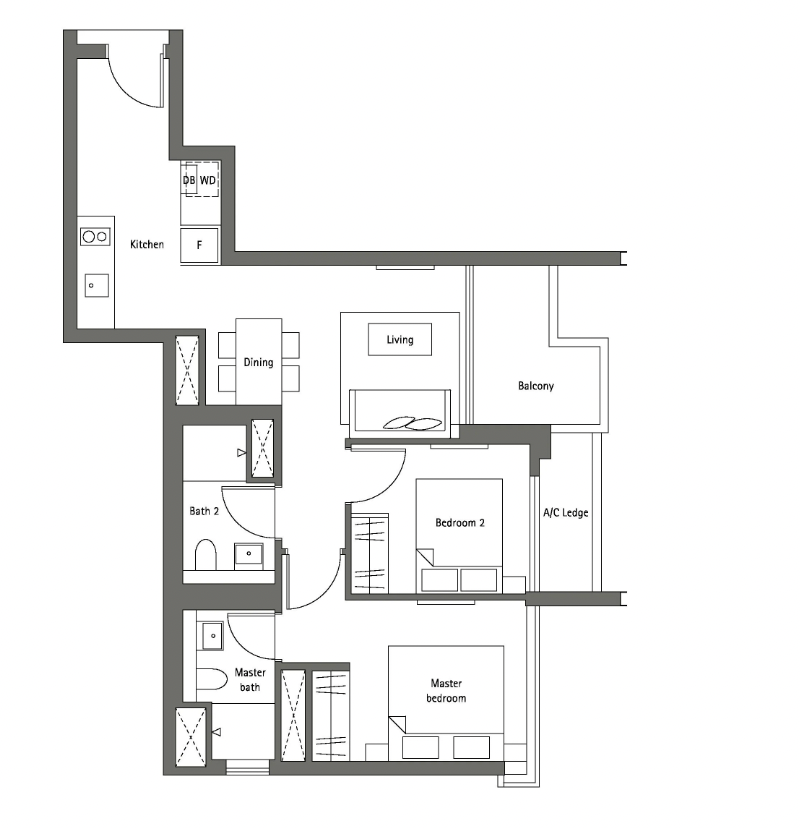 principal garden 2 bedroom floorplan