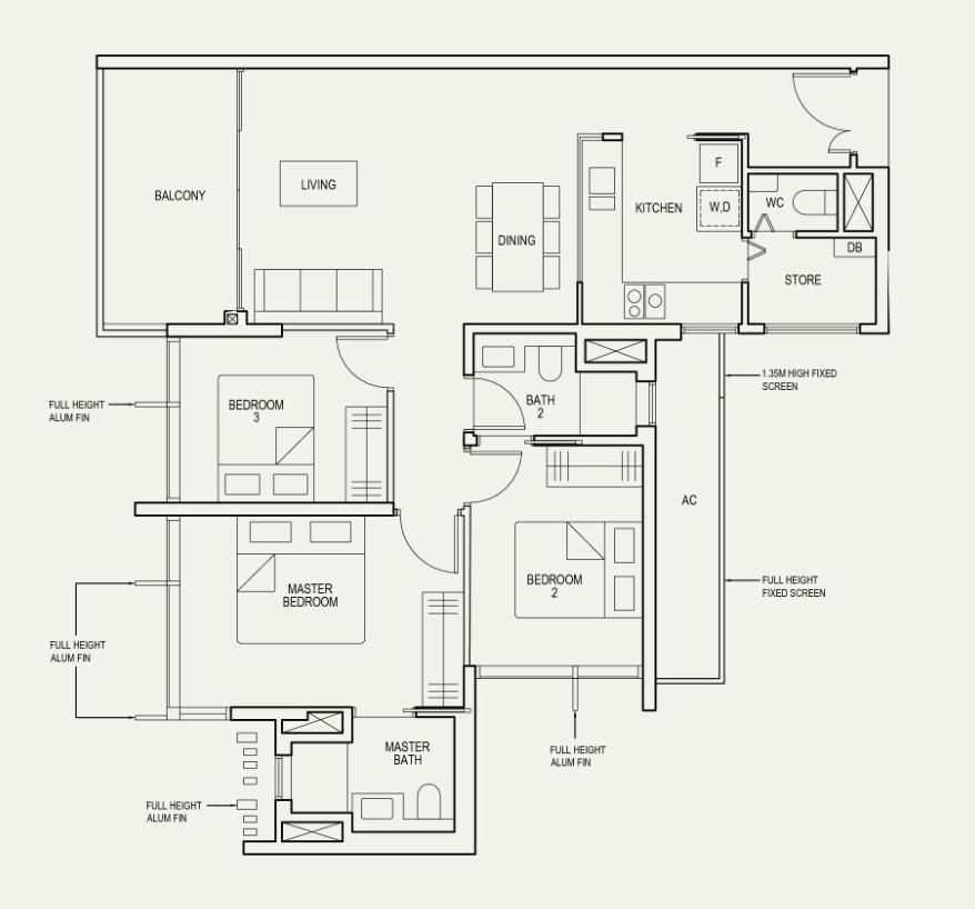 The Avenir 3 Bedroom Unit