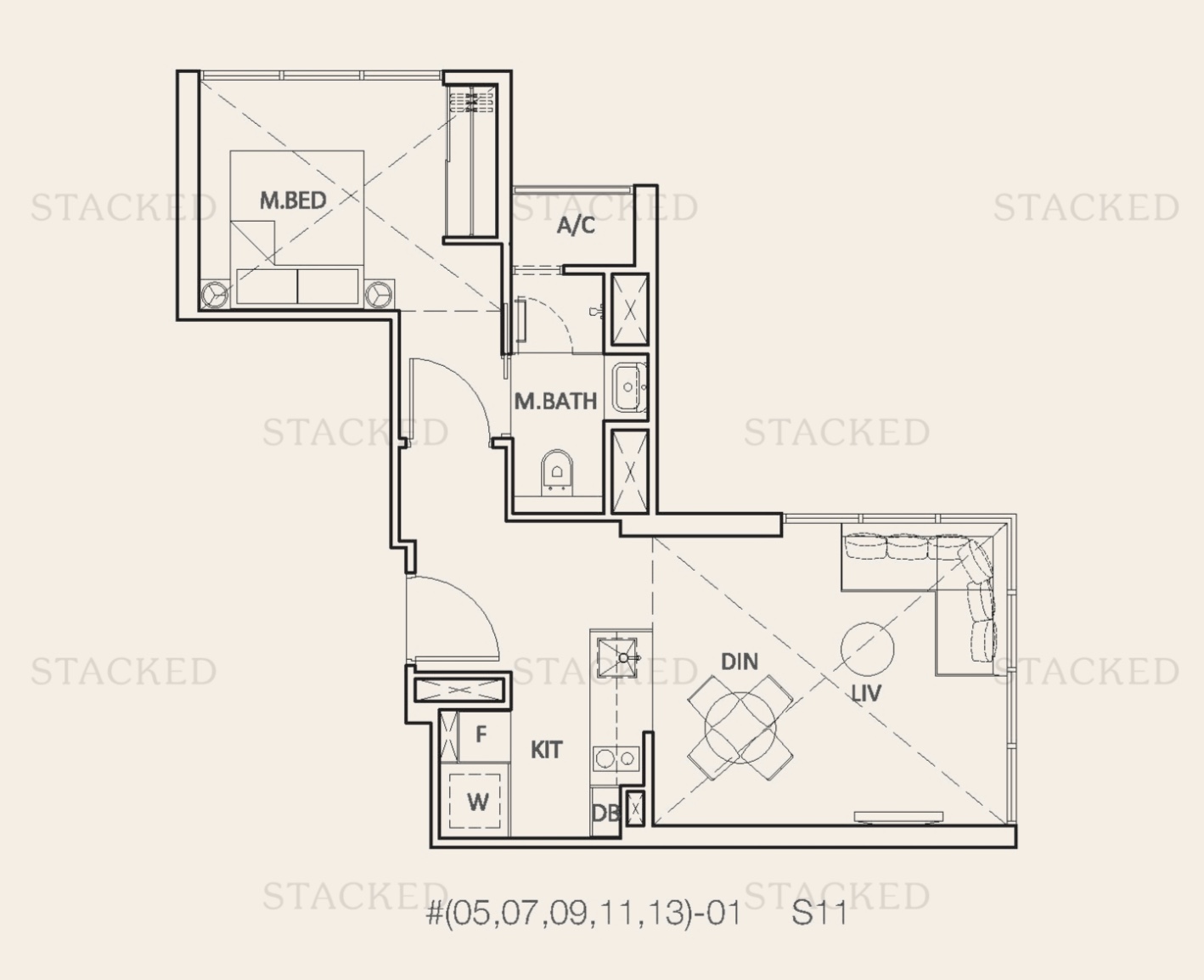 fulcrum 1 bedroom unit