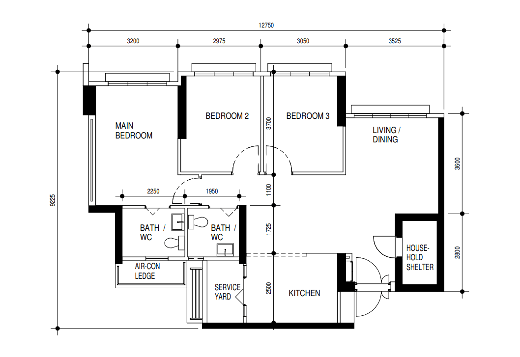 4 Room BTO bedroom layout