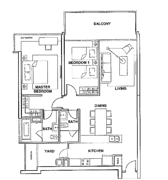The Rochester Residences 2 bedroom unit