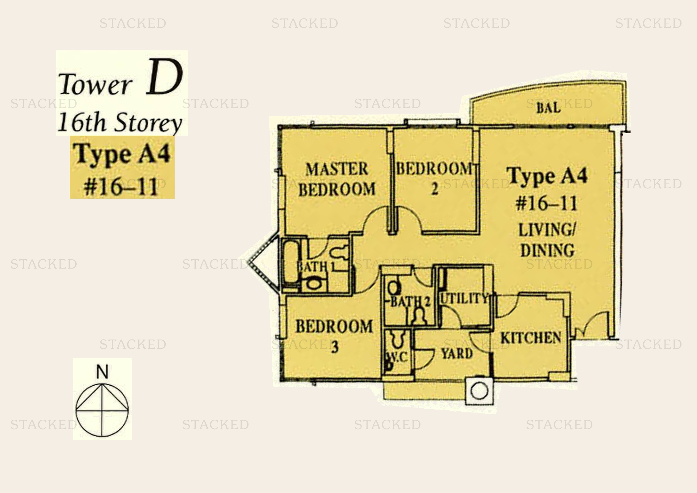 Dover Parkview floor plan 3 bedroom unit